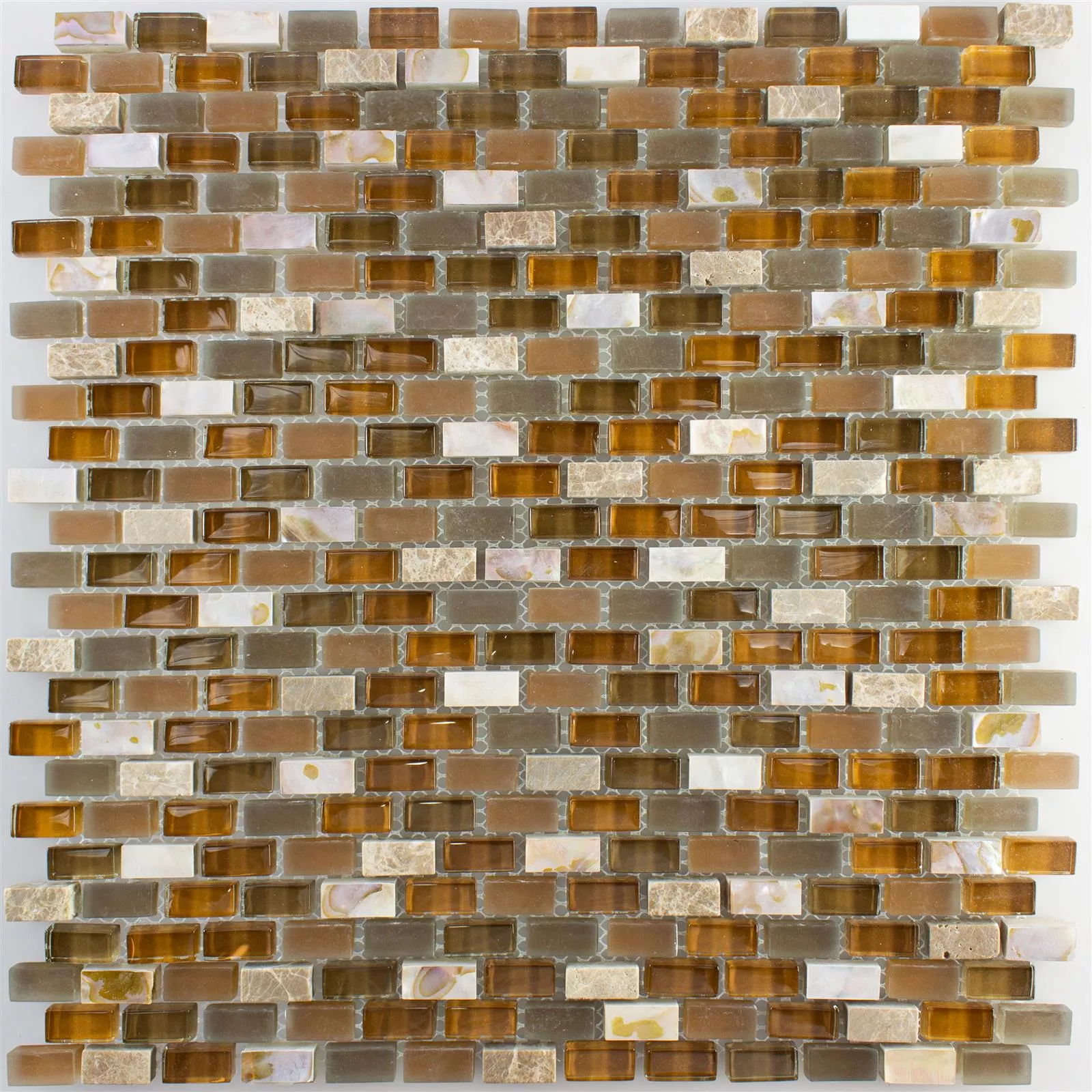 Vzorek Sklo Přírodní Kámen Perleť Keramická Mozaika Admiral Hnědá