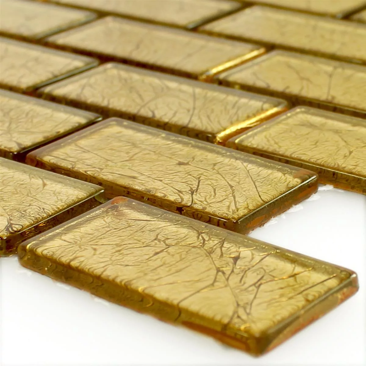Vzorek Mozaiková Dlaždice Sklo Brick Křišťál Zlatá Struktura