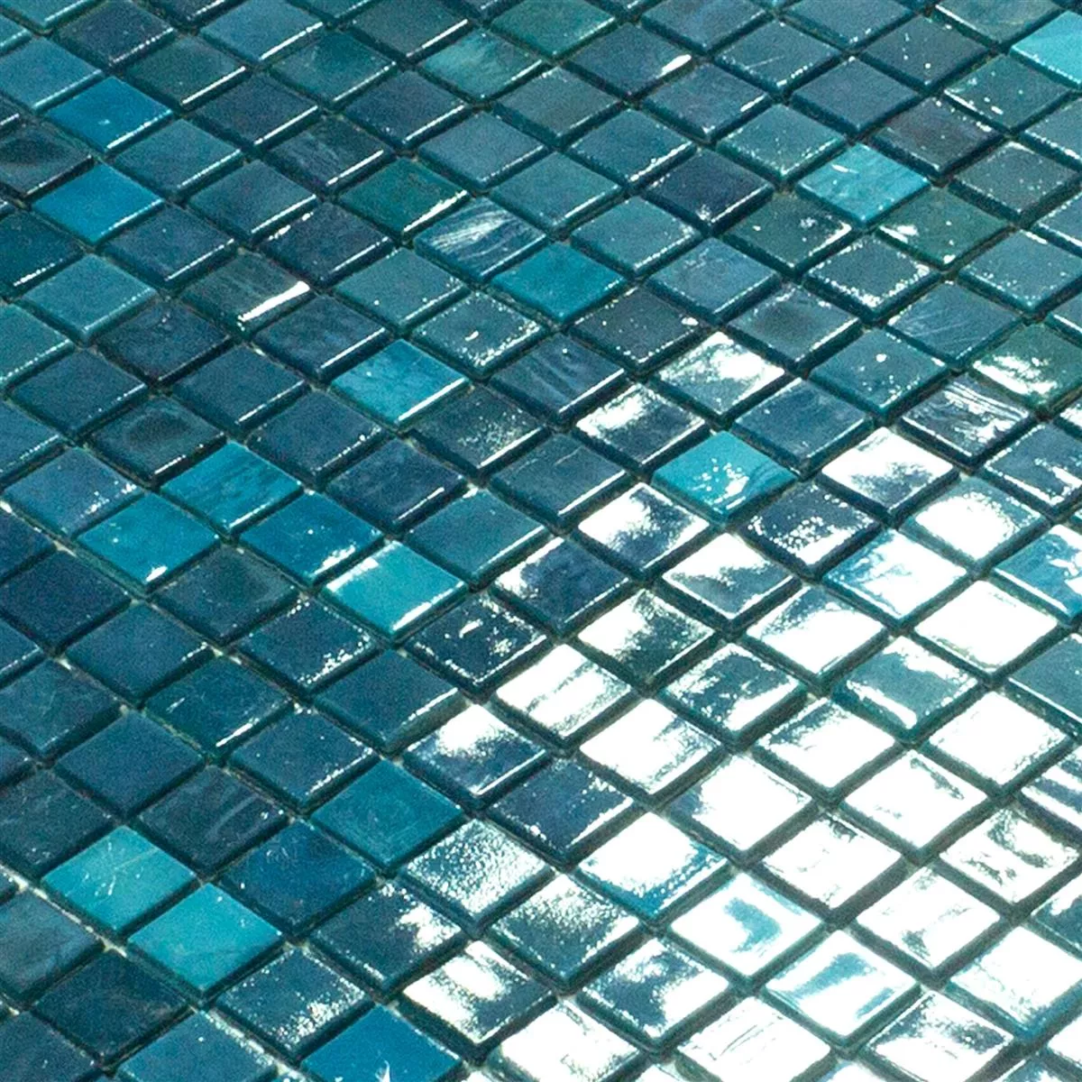 Vzorek Skleněná Mozaika Dlaždice New River Azur Modrá Mix