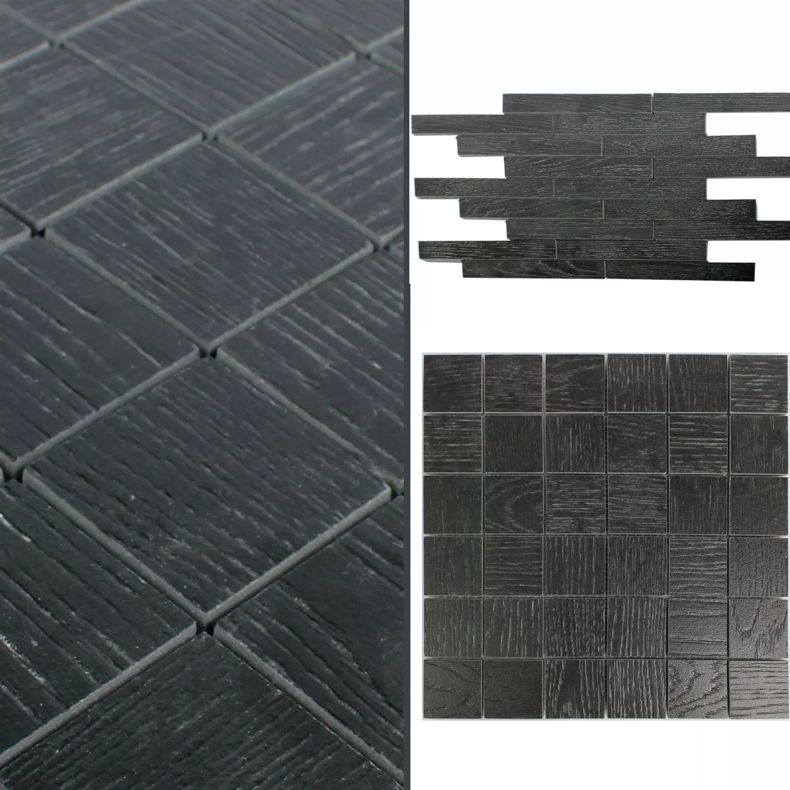 Vzorek Keramická Mozaikové Olympic Dřevěný Vzhled Černá R10/B