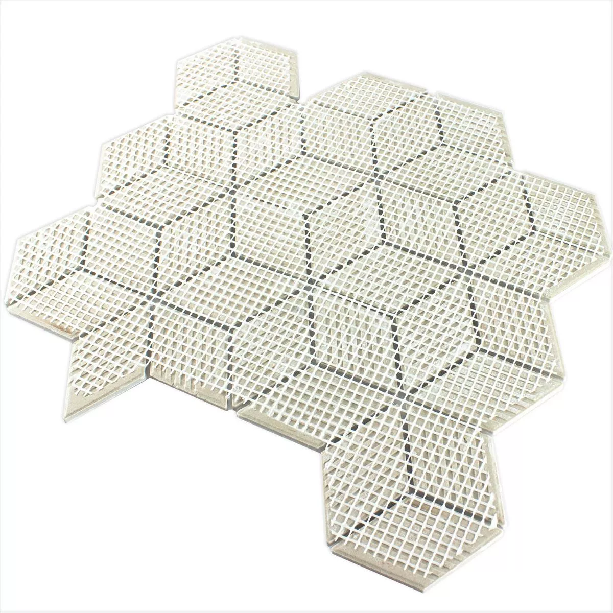 Vzorek Keramika Mozaiková Dlaždice Cavalier 3D Kostky Matný Bílá