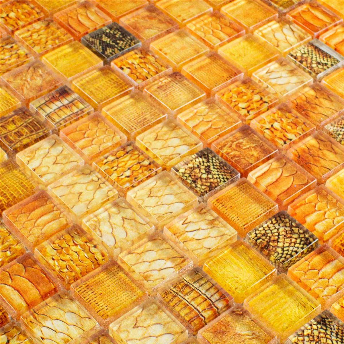 Skleněná Mozaika Dlaždice Python Oranžová 23