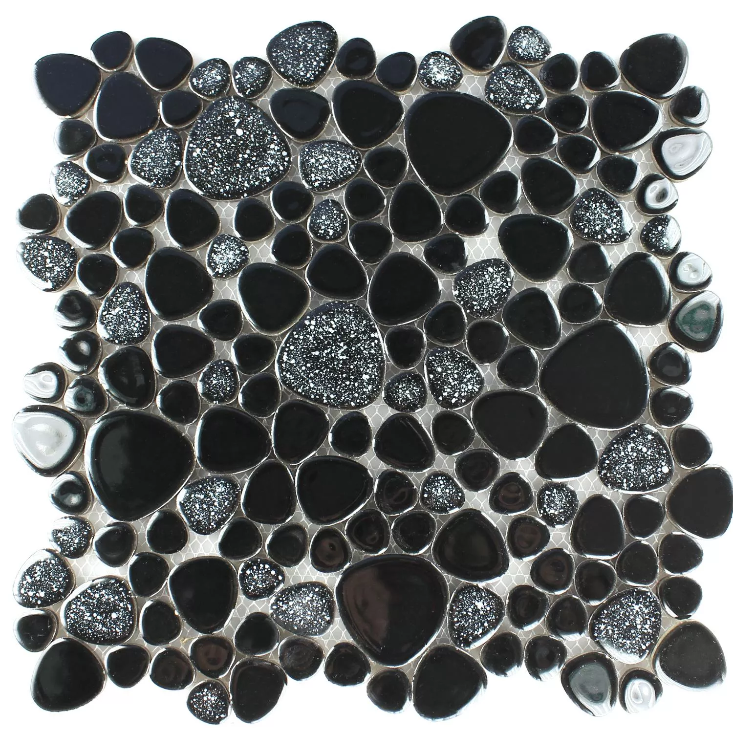 Mozaiková Dlaždice Keramika Říční Oblázky Černá