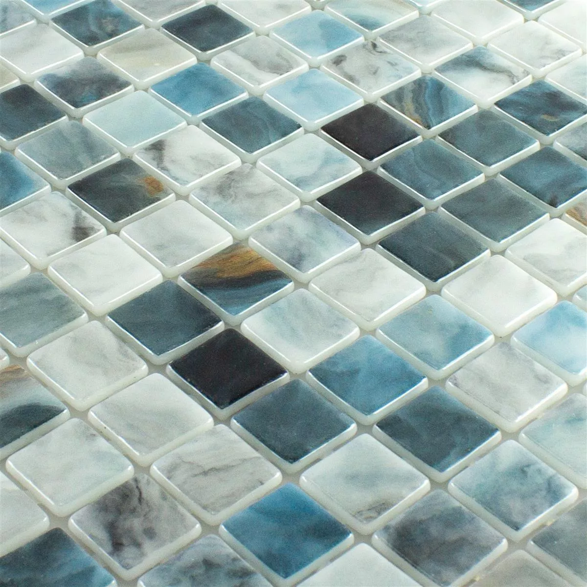 Skleněná Mozaika Do Bazénů Baltic Modrá Šedá 25x25mm