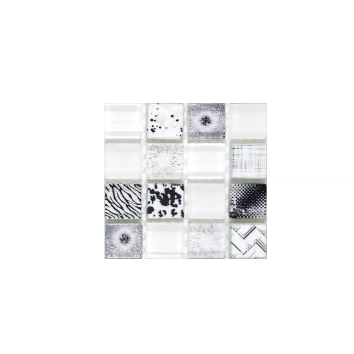 Vzorek Skleněná Mozaika Dlaždice Cornelia Retro Vzhled Super Bílá