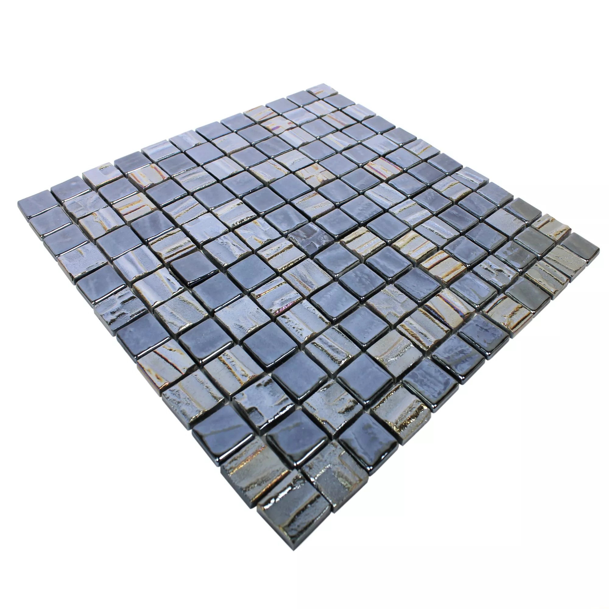 Vzorek Skleněná Mozaika Dlaždice Presley Černá Metallic