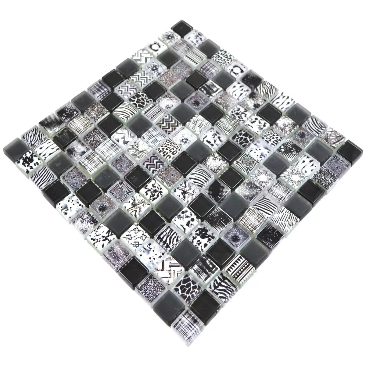 Skleněná Mozaika Dlaždice Cornelia Retro Vzhled Černá