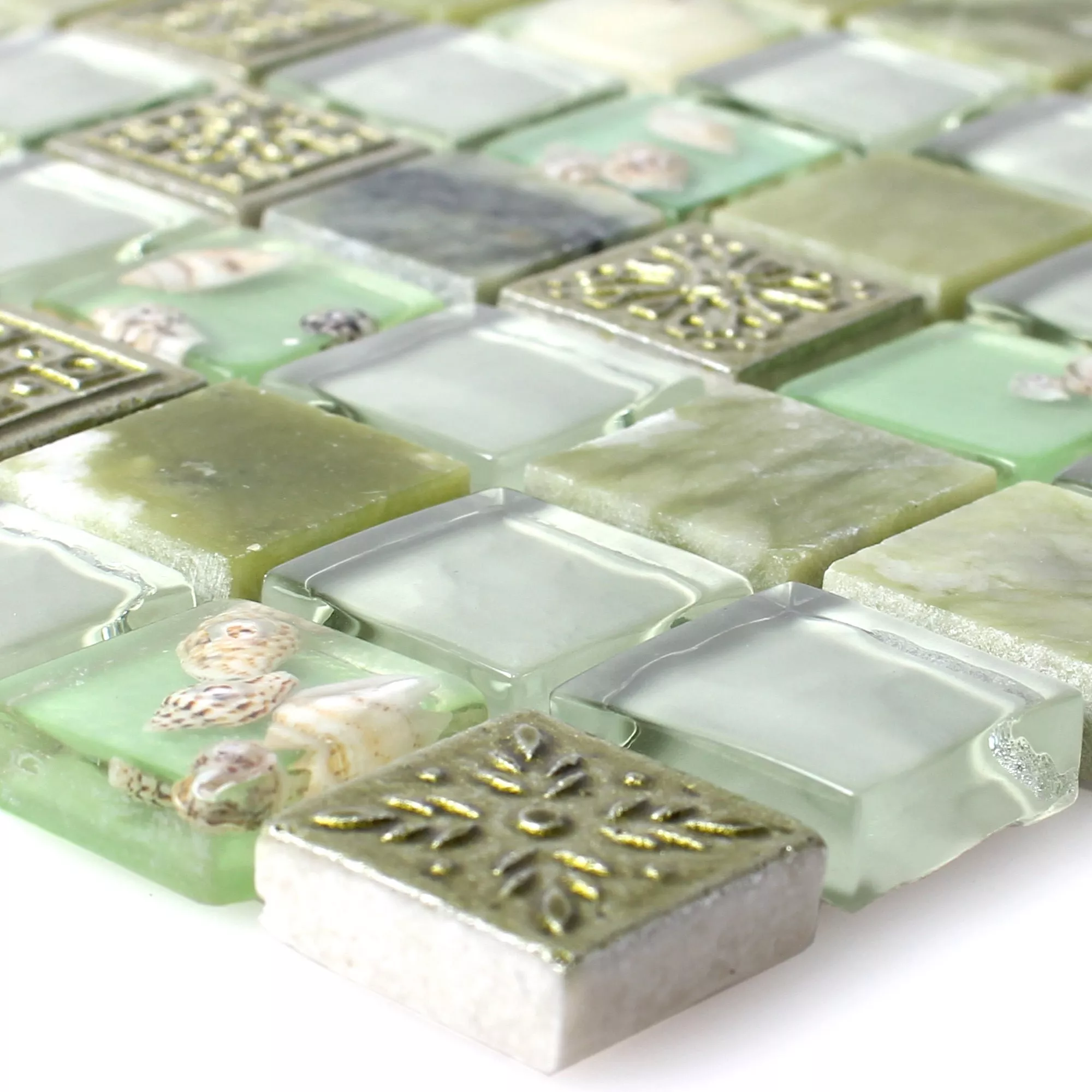 Vzorek Skleněná Mozaika Dlaždice Z Přírodního Kamene Tatvan Lastura Zelená