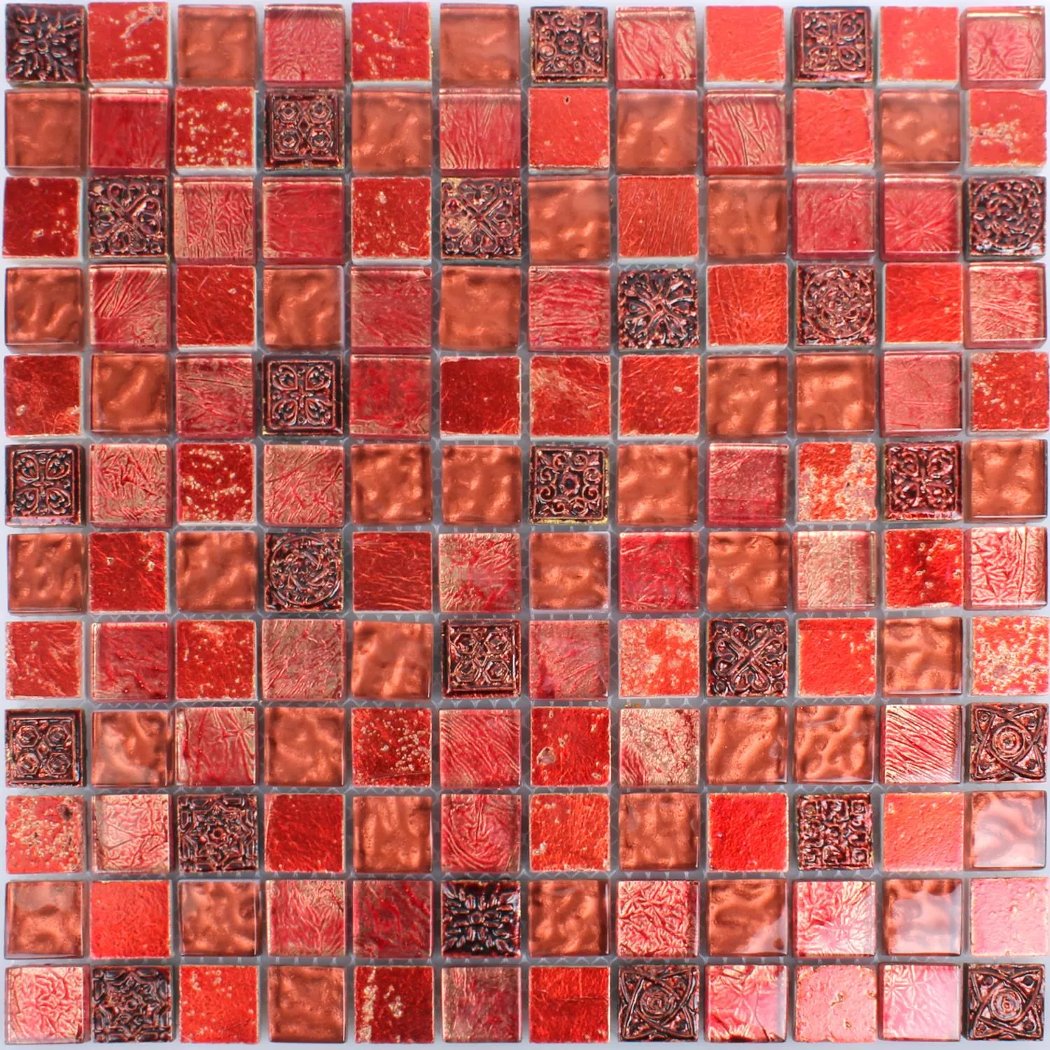Mozaiková Dlaždice Sklo Přírodní Kámen Maya Red