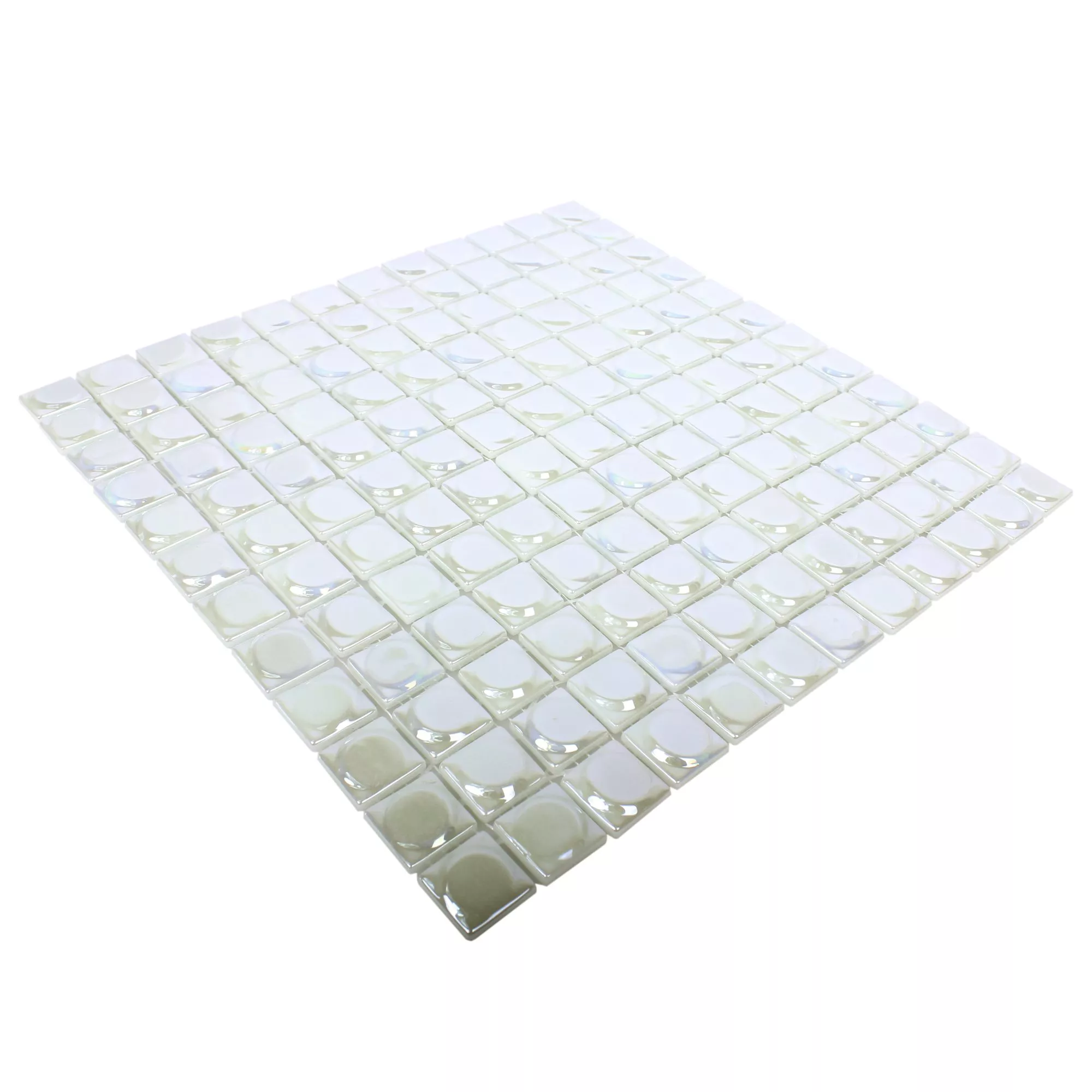 Skleněná Mozaika Dlaždice Accra Bílá 3D Zaoblený