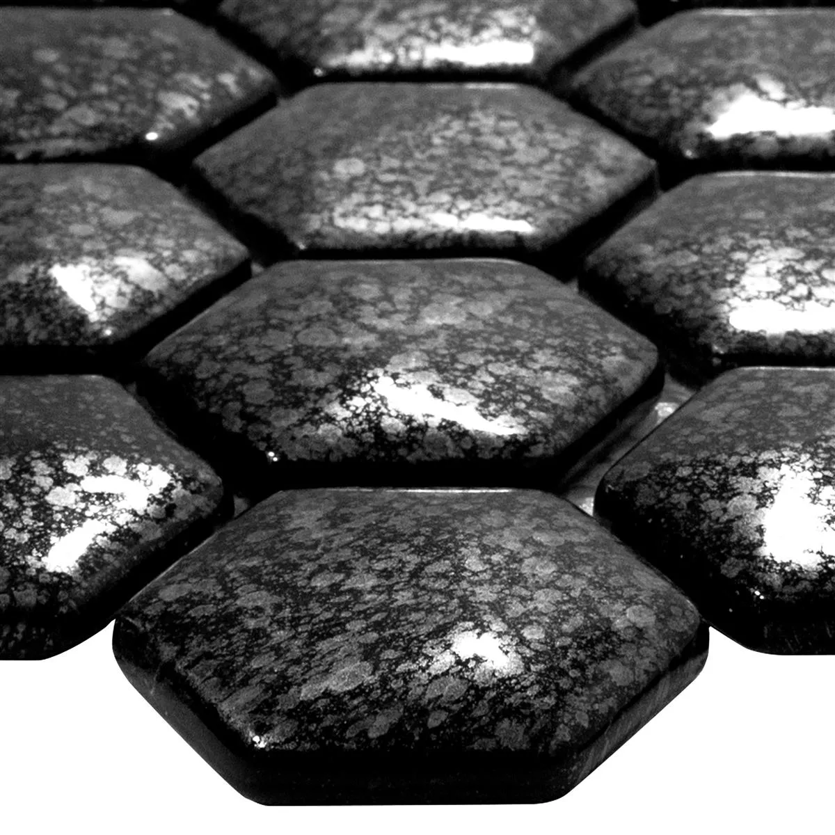 Vzorek Skleněná Mozaika Dlaždice Leopard Šestiúhelník 3D Šedá