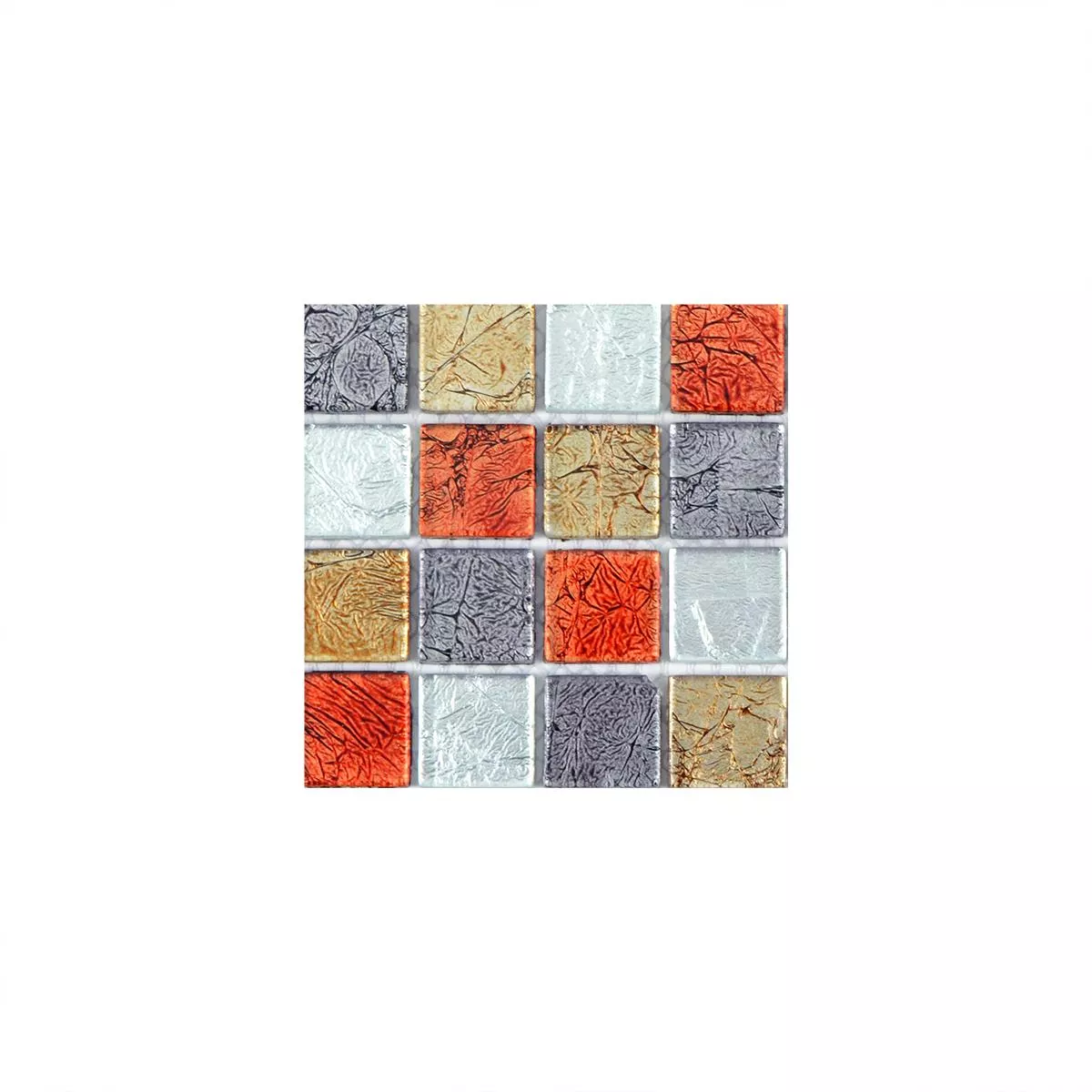Vzorek Skleněná Mozaika Dlaždice Curlew Červená Hnědá Stříbrná Čtverec 