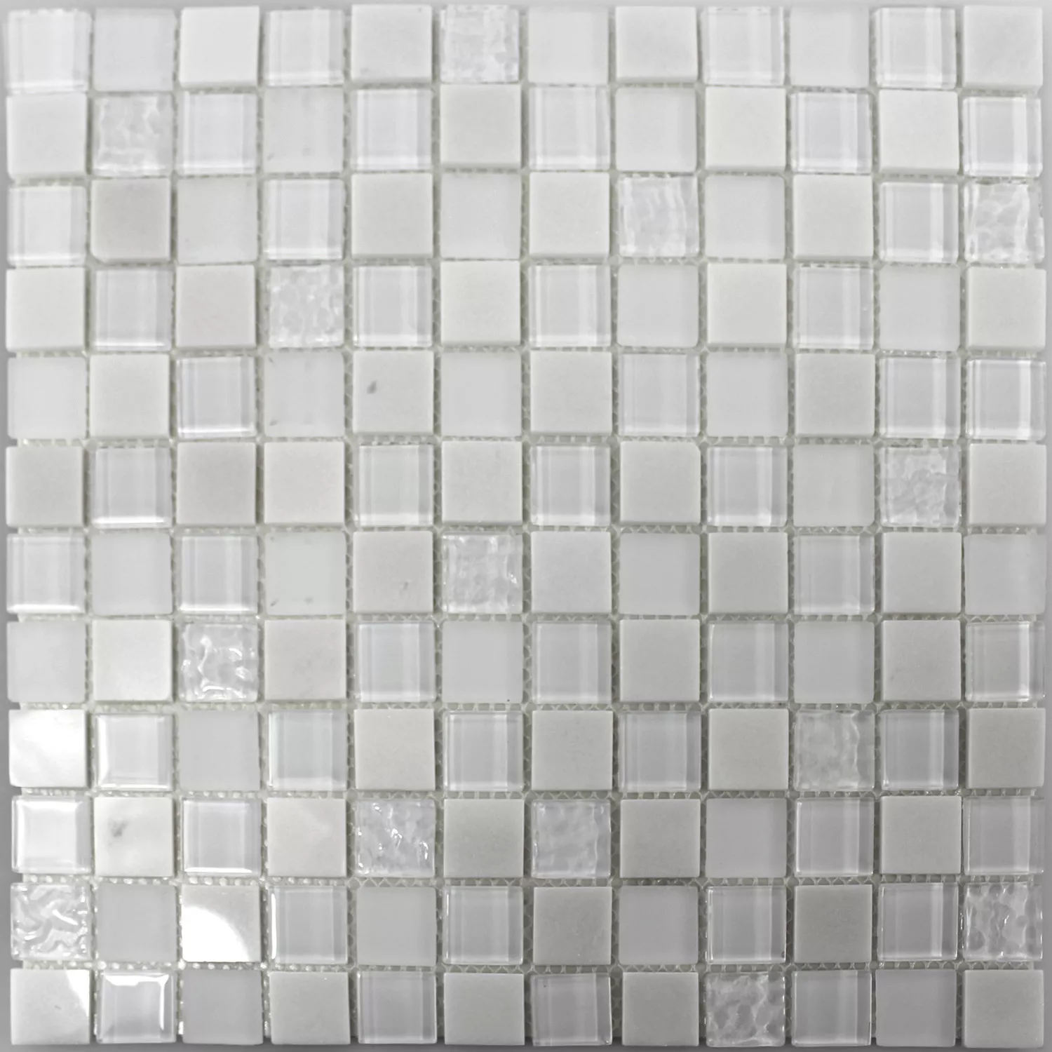 Vzorek Samolepící Mozaika Přírodní Kámen Sklo Mix Bílá