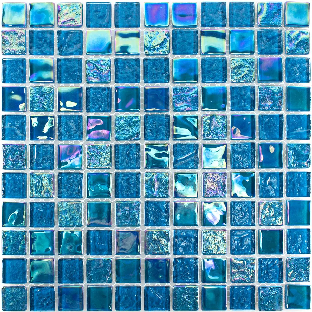 Skleněná Mozaika Dlaždice Perleťový Efekt Carlos Modrá 23