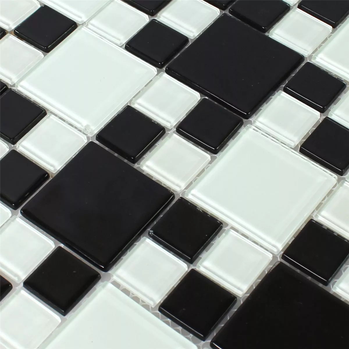 Vzorek Skleněná Mozaika Dlaždice Černá Bílá Mix