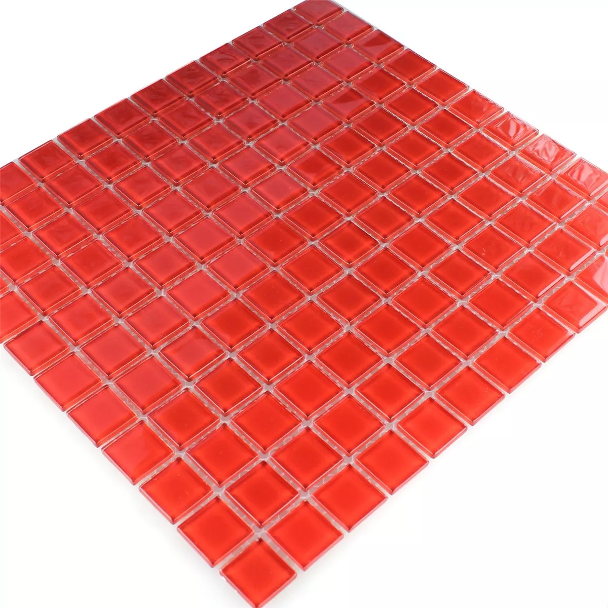 Mozaiková Dlaždice Sklo Červená Uni 25x25x4mm