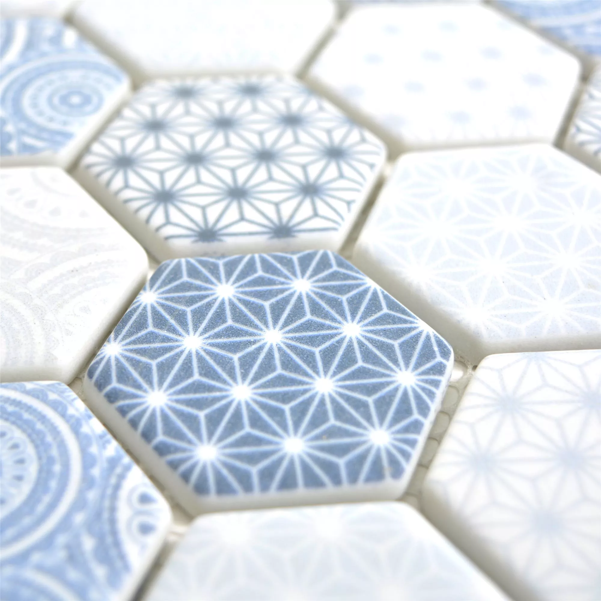 Skleněná Mozaika Dlaždice Acapella Světle Modrá Šestiúhelník