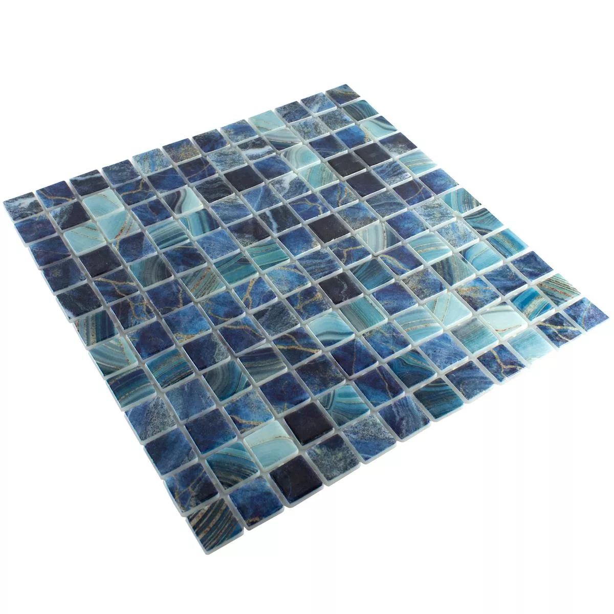 Skleněná Mozaika Do Bazénů Baltic Modrá Tyrkysový 25x25mm