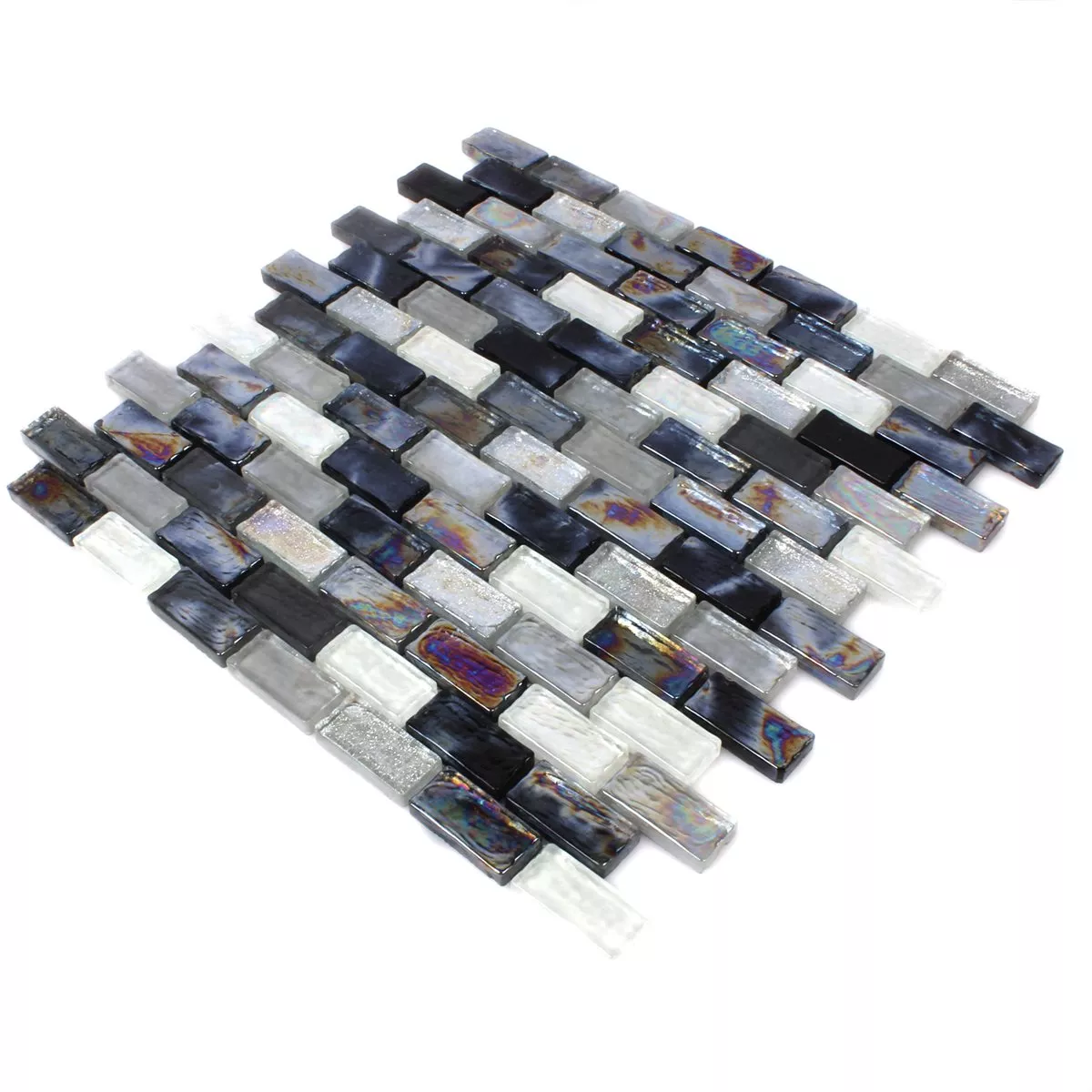 Mozaiková Dlaždice Sklo Efekt Petrol Black Mix 20x42x8mm