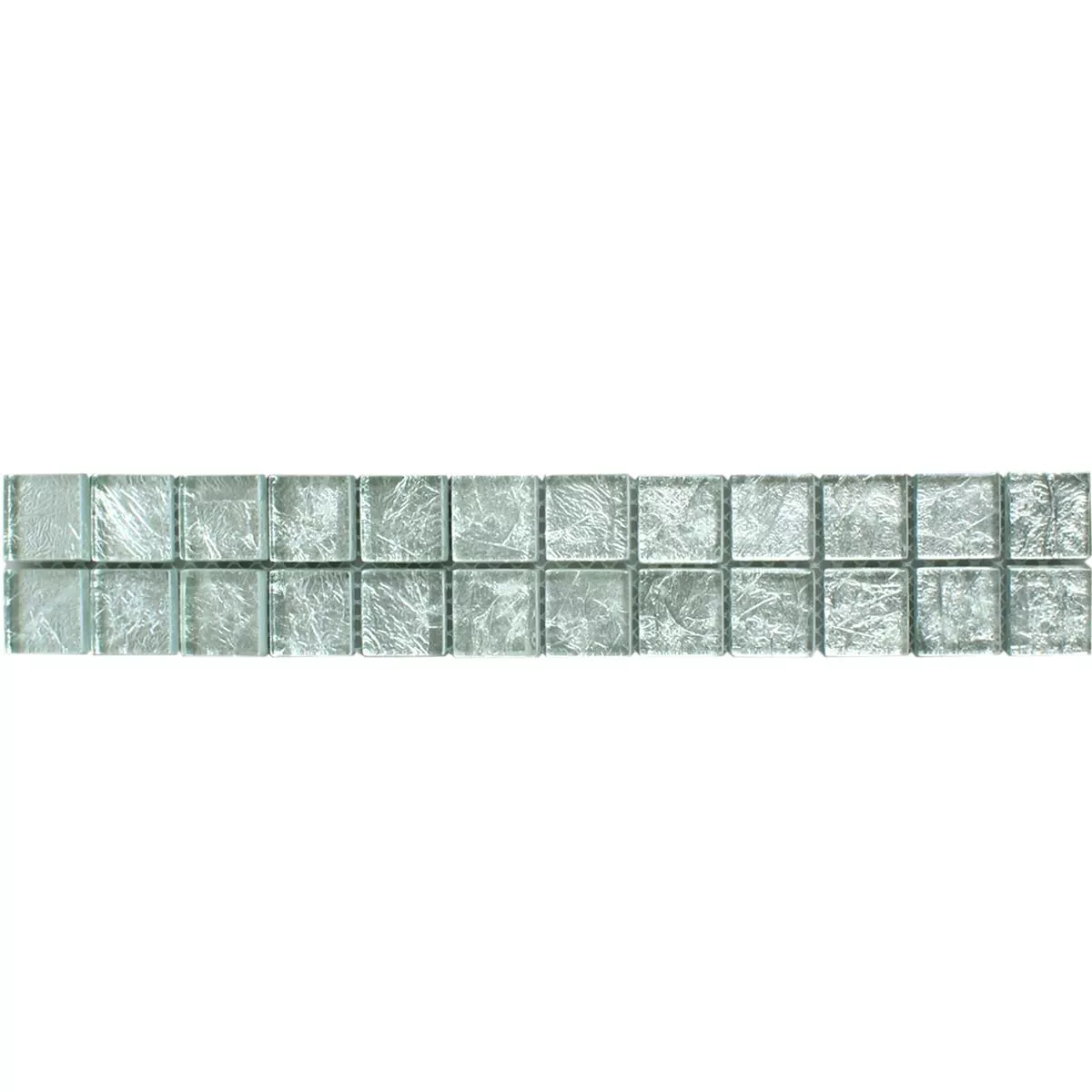 Skleněná Mozaika Dlaždice Bordury Frederick Stříbrná Q23