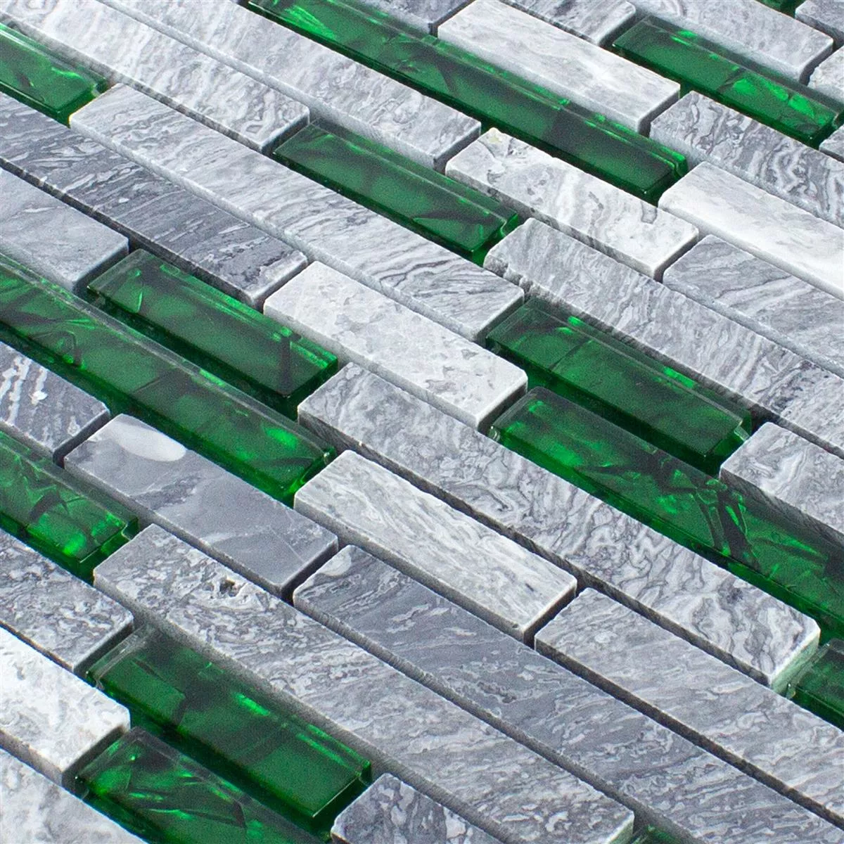 Mozaika Ze Skla A Přírodního Kamene Dlaždice Sinop Šedá Zelená Brick