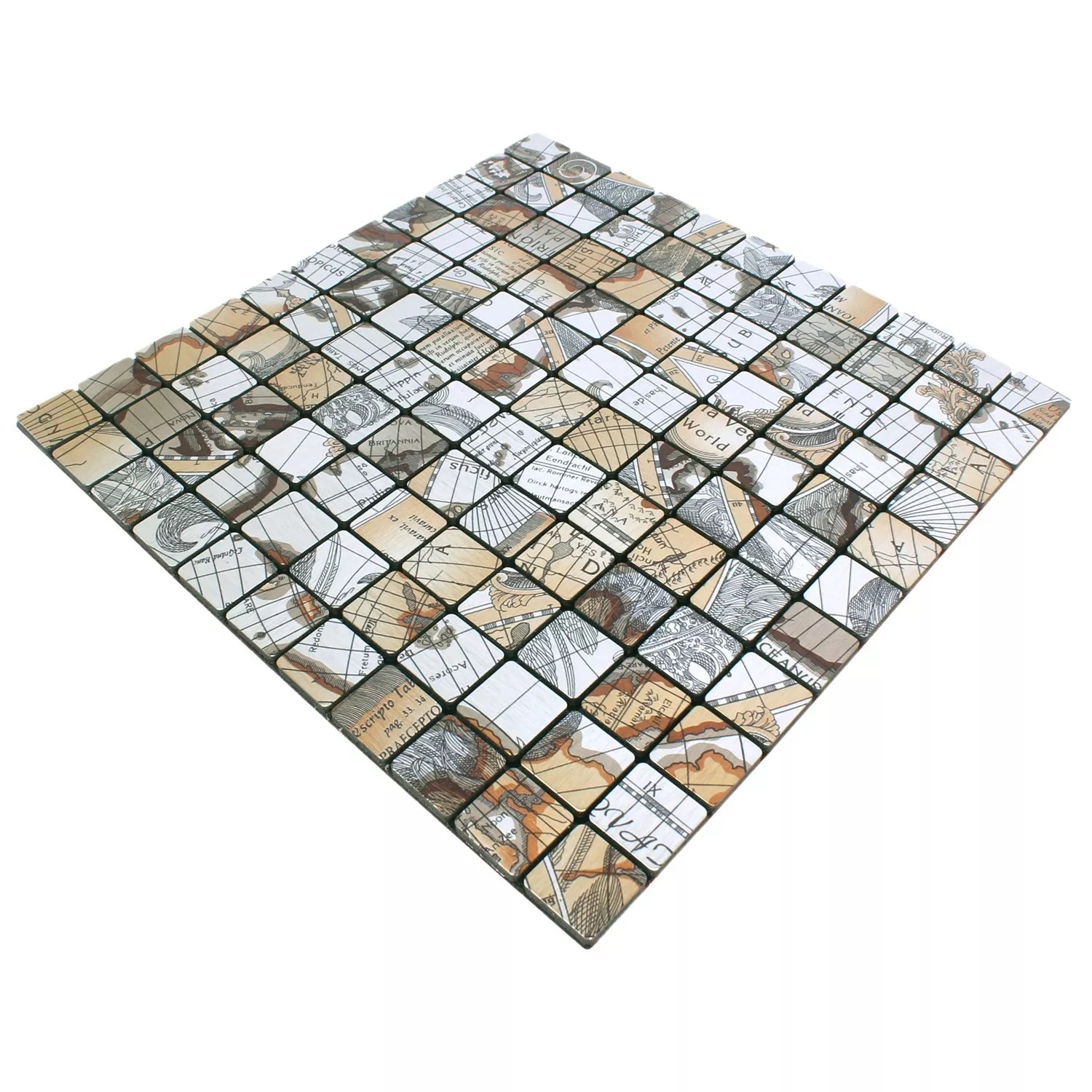 Mozaiková Dlaždice Kov Samolepicí Pinta Mapa Světa Stříbrná