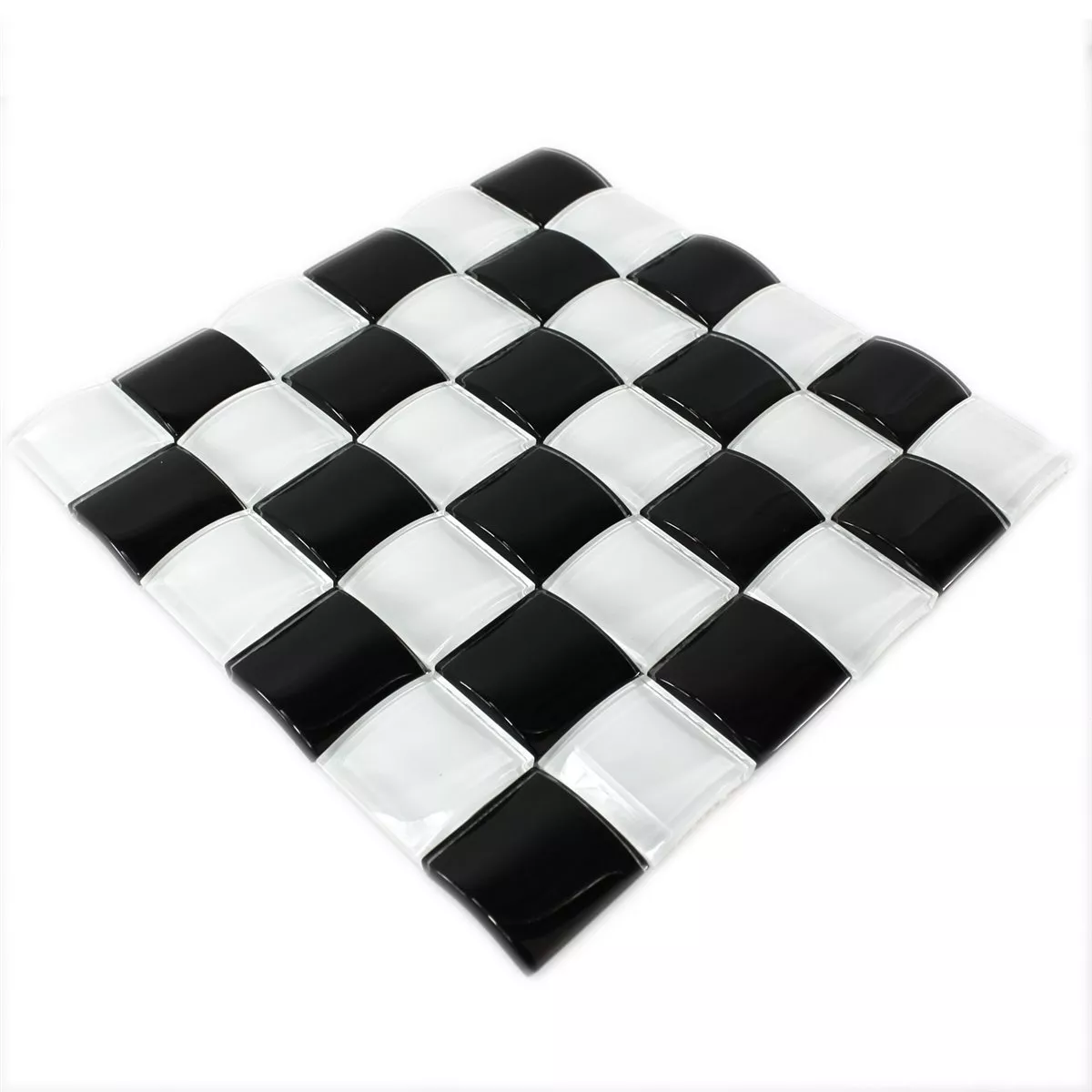 Skleněná Mozaika Dlaždice 3D Efekt Šachovnice