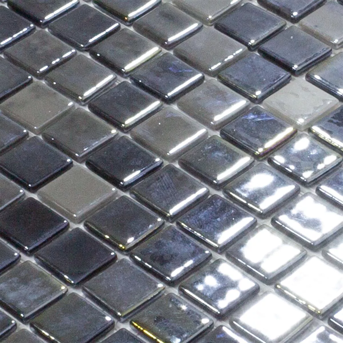 Vzorek Skleněná Mozaika Dlaždice Silvertown Antracitová Metallic 25x25mm