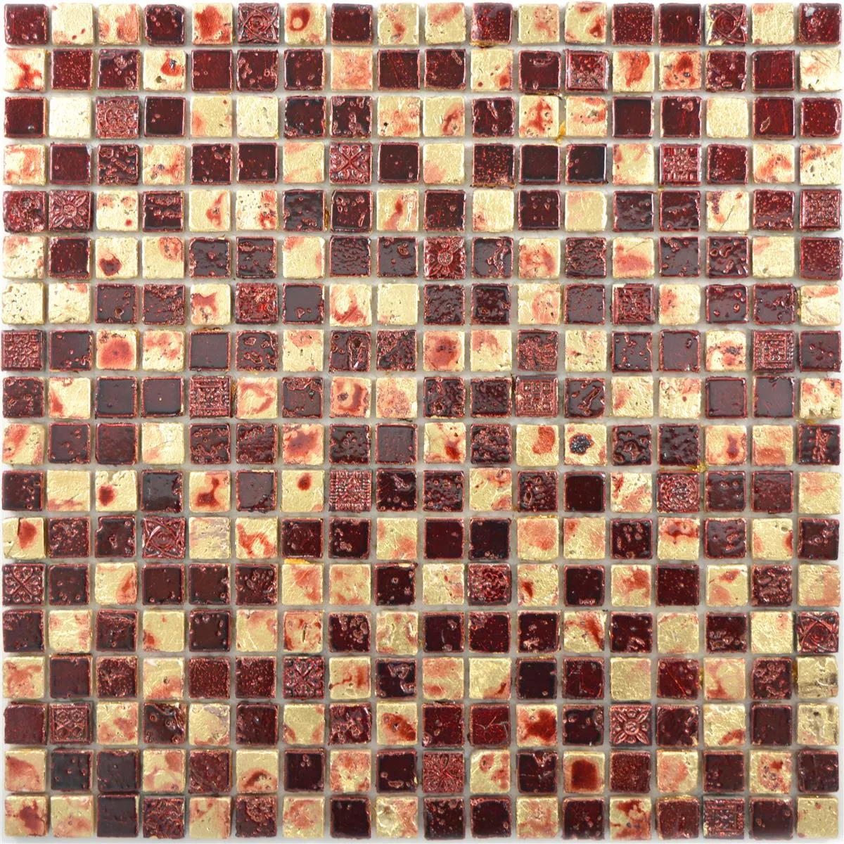 Vzorek Přírodní Kámen Pryskyřice Mozaiková Dlaždice Lucky Zlatá Červená