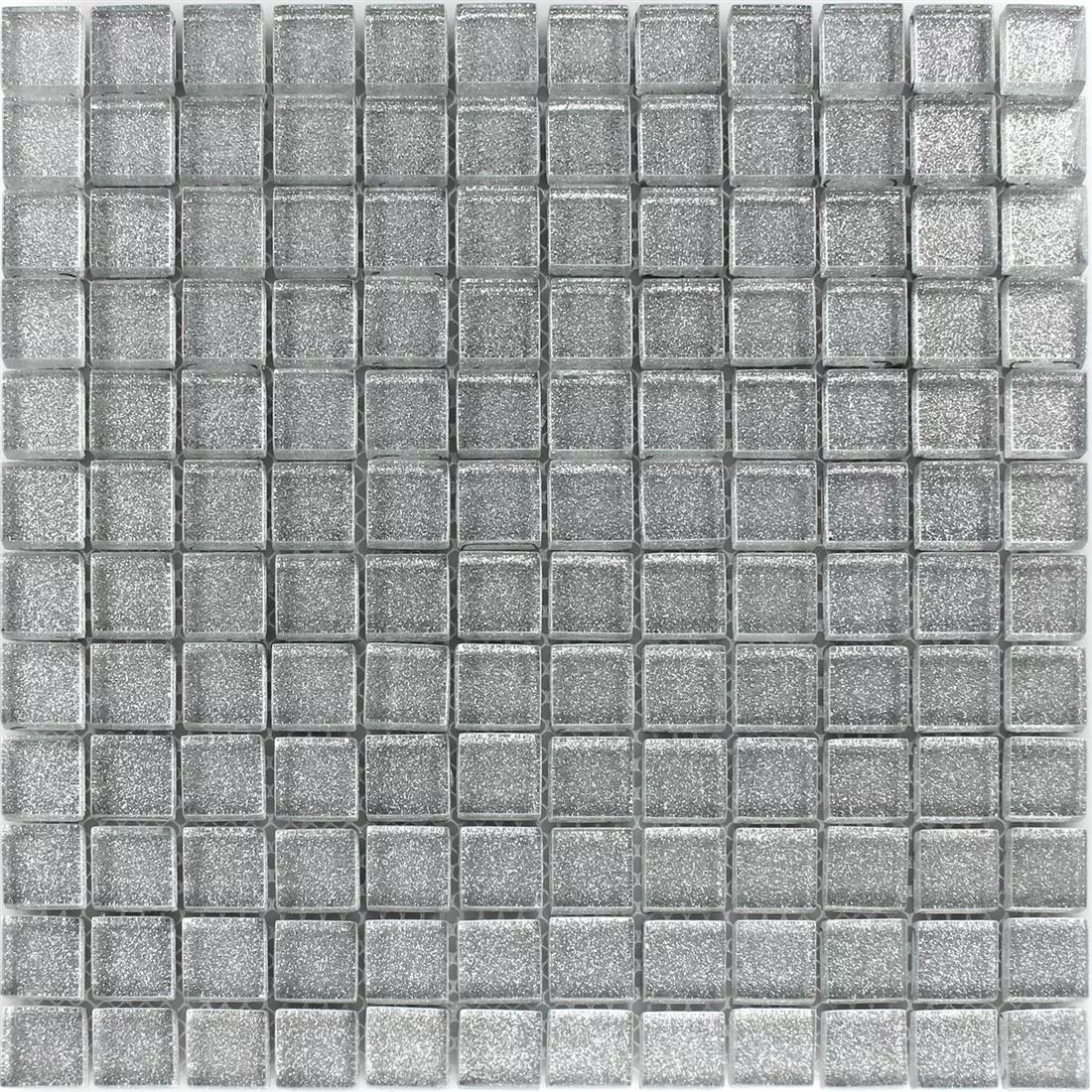 Mozaiková Dlaždice Sklo Stříbrná Třpytky 23x23x8mm