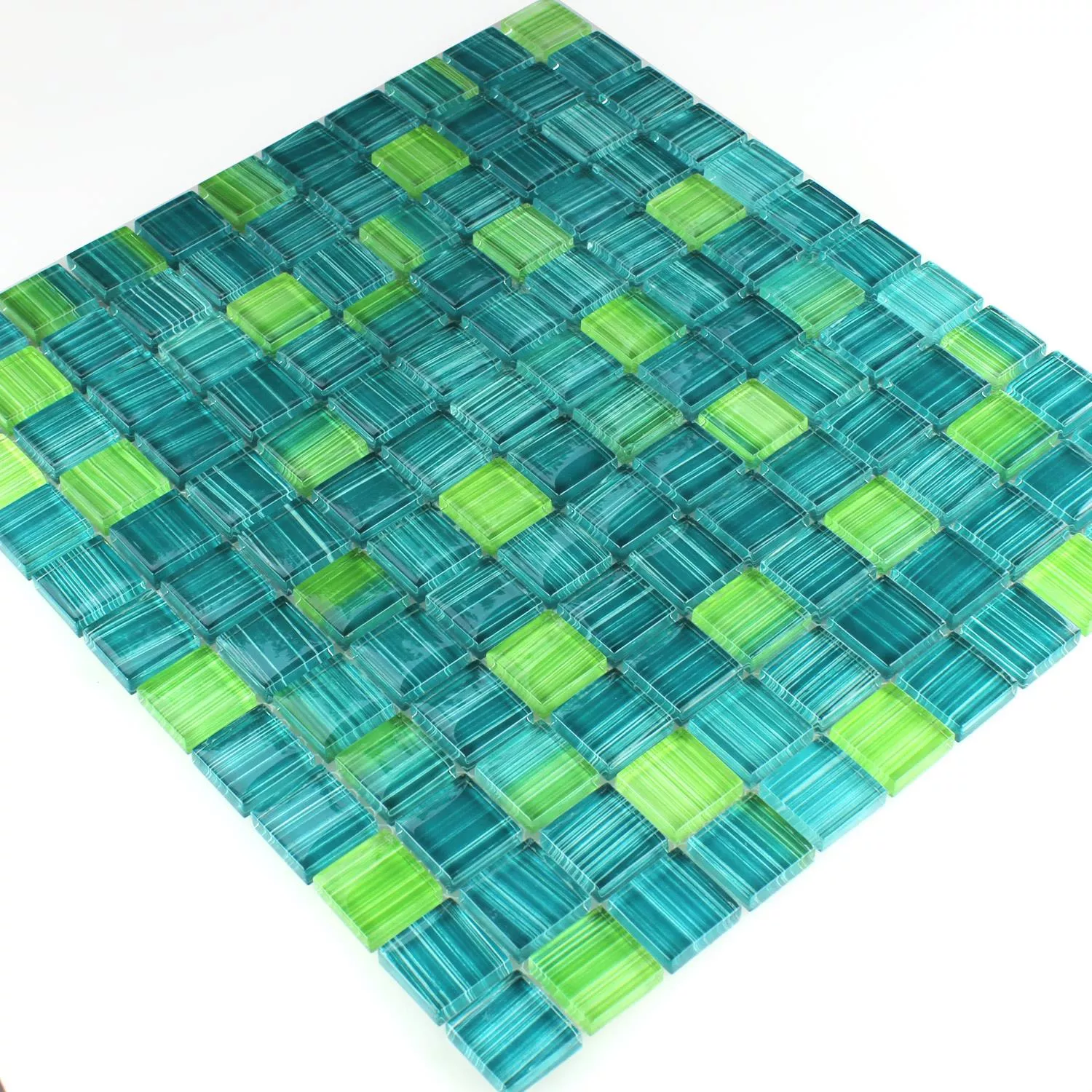 Mozaiková Dlaždice Pruhovaný Sklo Zelená Design