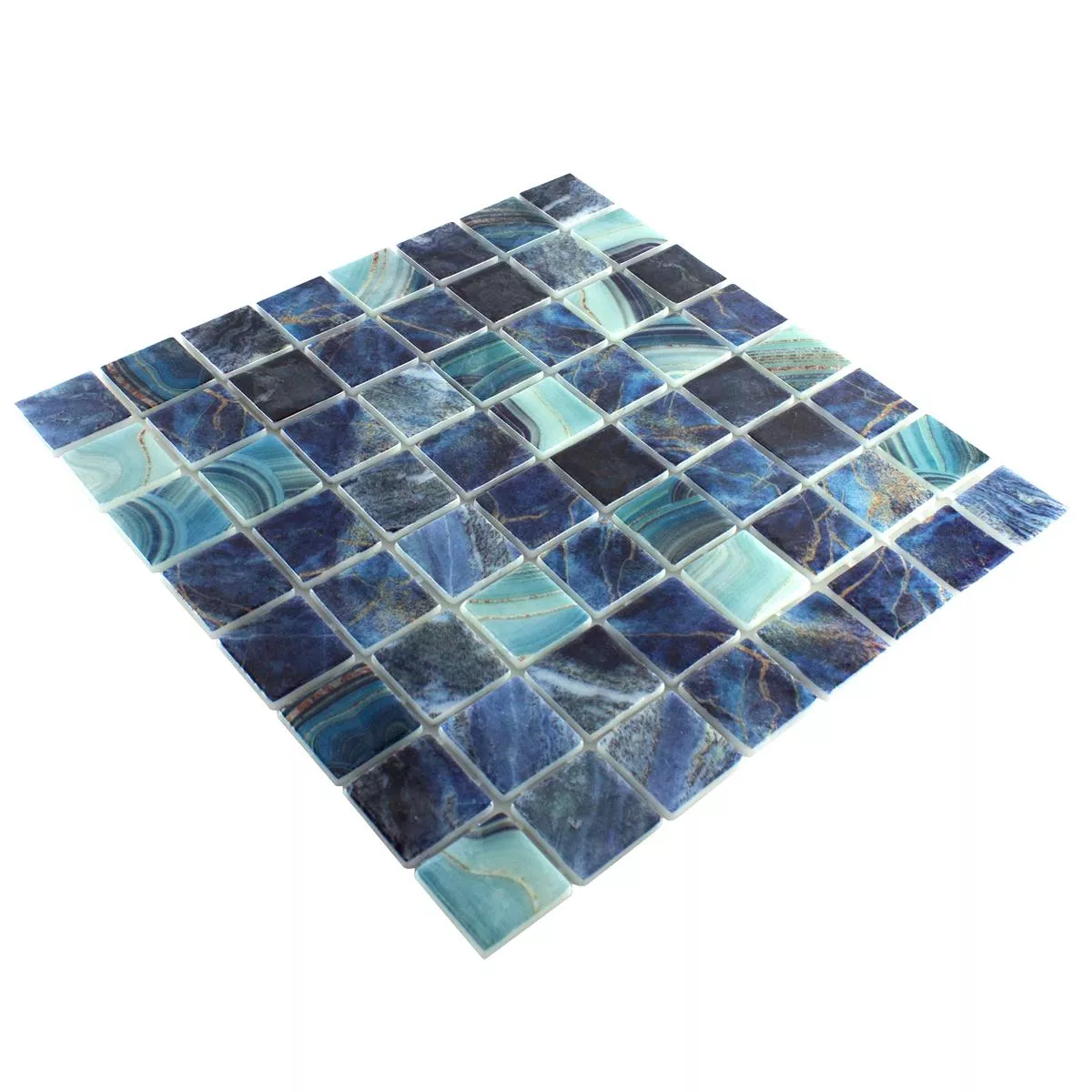 Skleněná Mozaika Do Bazénů Baltic Modrá Tyrkysový 38x38mm