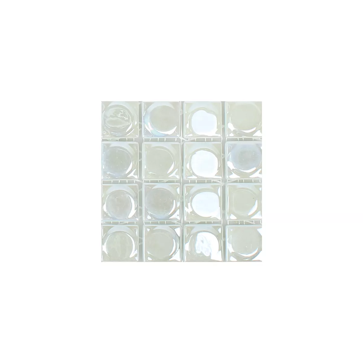 Vzorek Skleněná Mozaika Dlaždice Accra Bílá 3D Zaoblený
