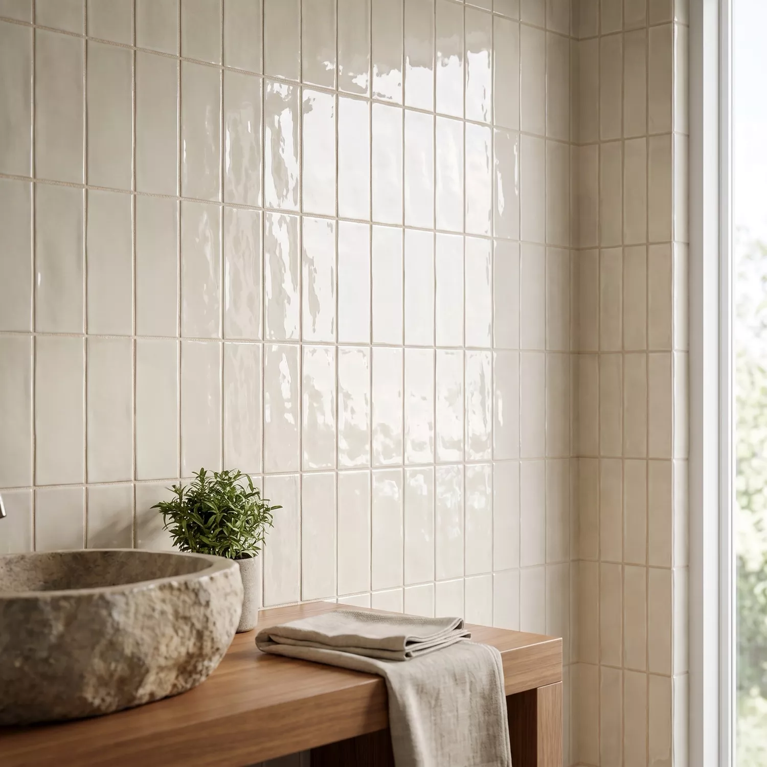 Celaya Béžová Lesklá Rustikální 7,5x15 cm Almond