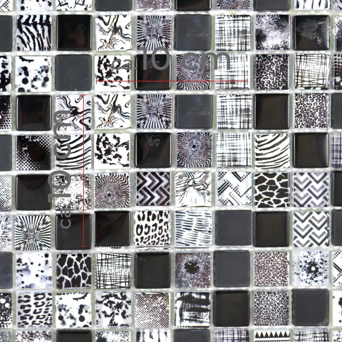 Vzorek Skleněná Mozaika Dlaždice Cornelia Retro Vzhled Černá