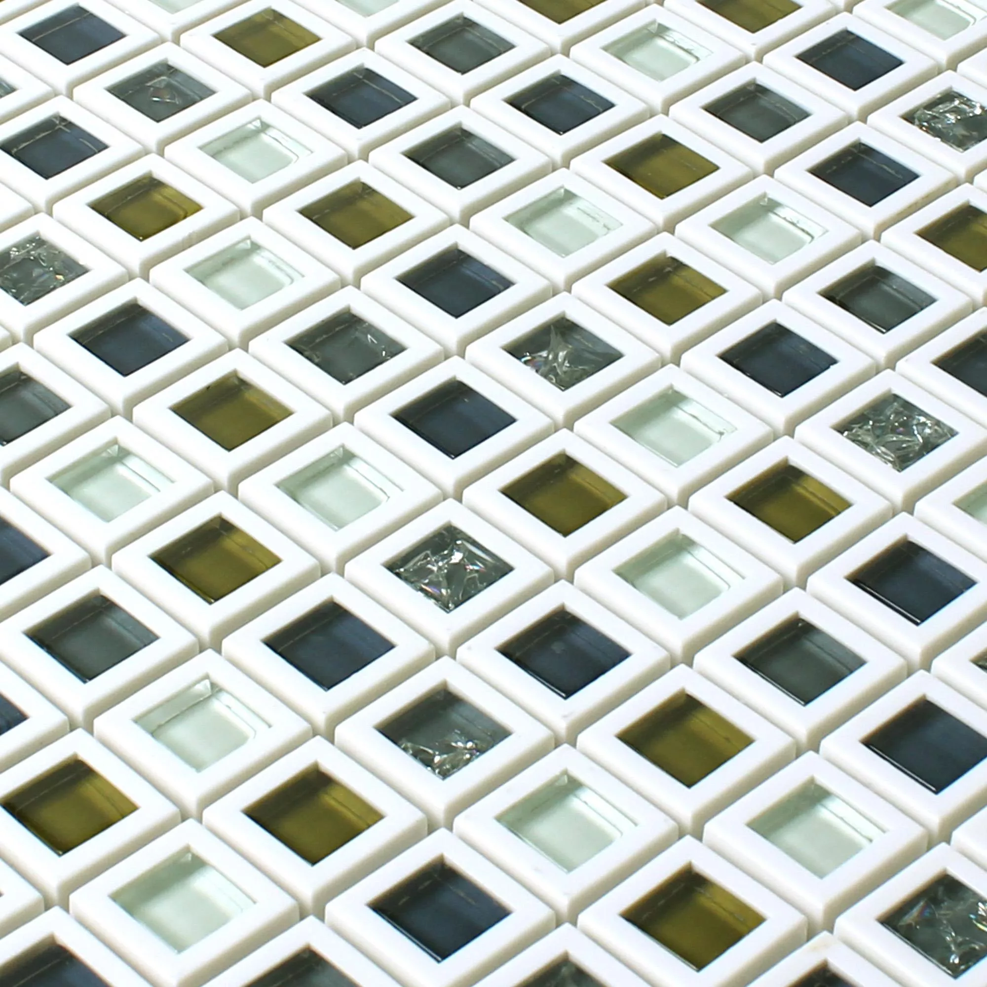 Sklo Plast Mozaika Anatolia Zelená Bílá