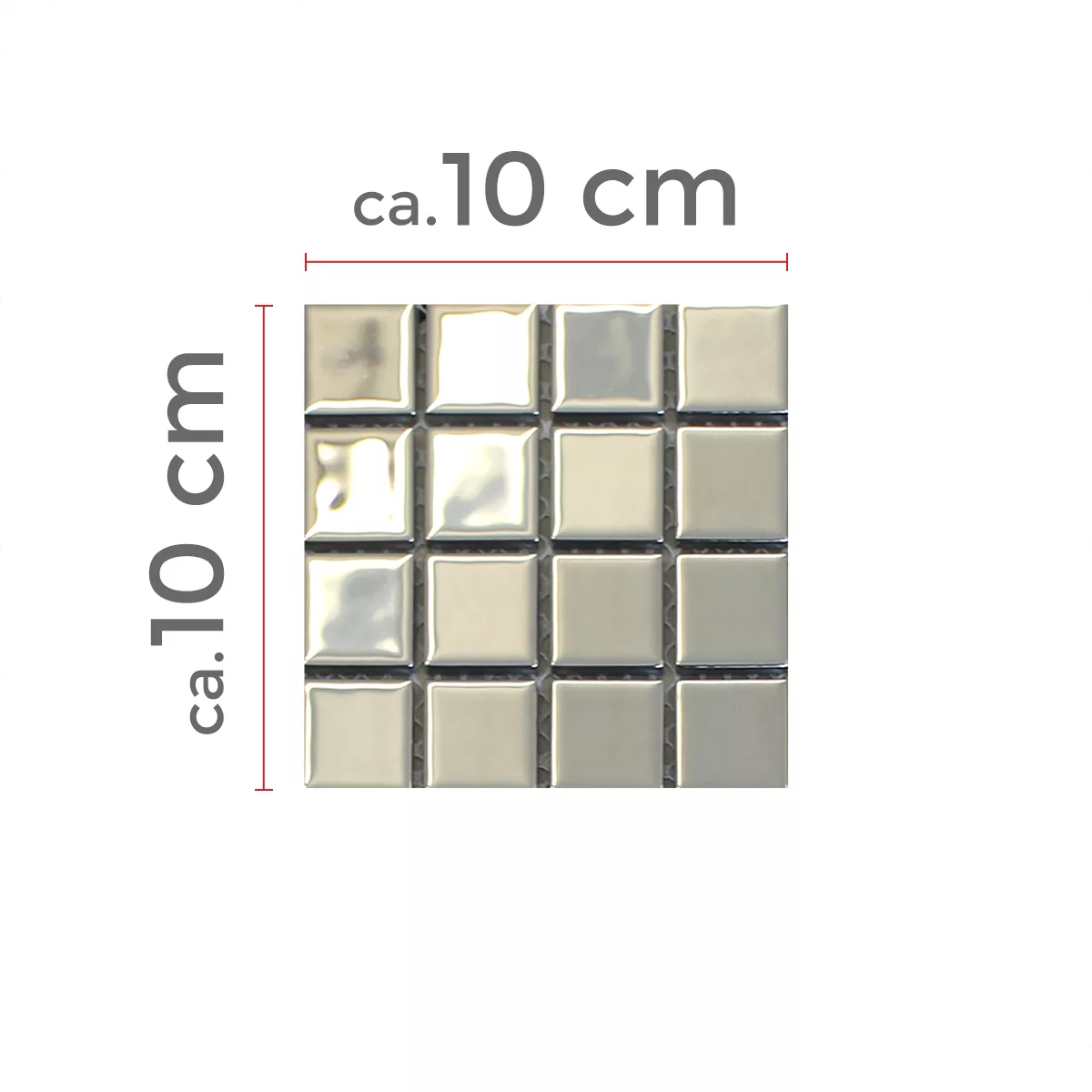 Vzorek Skleněná Mozaika Dlaždice Stříbrná Uni 25x25x4mm