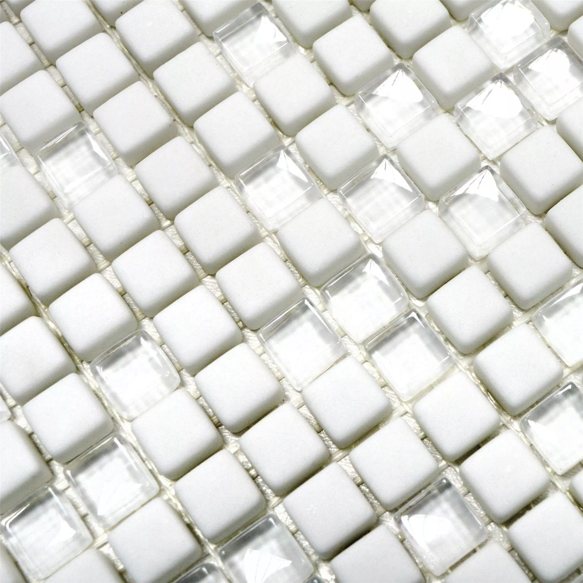 Vzorek Skleněná Mozaika Dlaždice Kassandra Bílá Matný