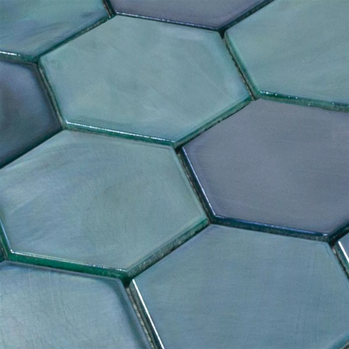 Skleněná Mozaika Dlaždice Andalucia Šestiúhelník Mořská Zeleň